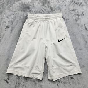 Nike Shorts Mens S White Black Logo Swoosh Icon Dri-FIT 11" Basketball Workout